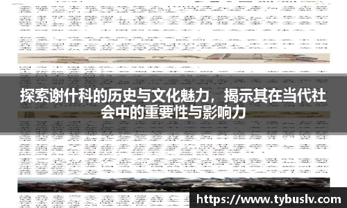 探索谢什科的历史与文化魅力，揭示其在当代社会中的重要性与影响力